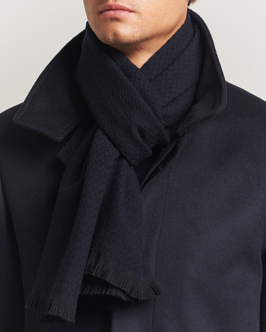Heren | Sjaals | Canali | Jacquard Wool Scarf Navy