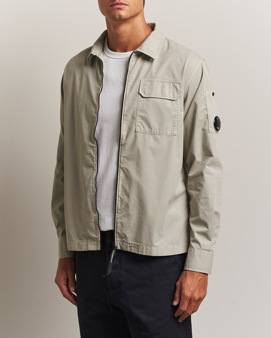 Homme | Chemises | C.P. Company | Organic Cotton Gabardine Zip Overshirt Grey