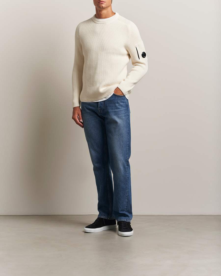Heren | Truien | C.P. Company | Full Rib Knitted Cotton Crew Neck White