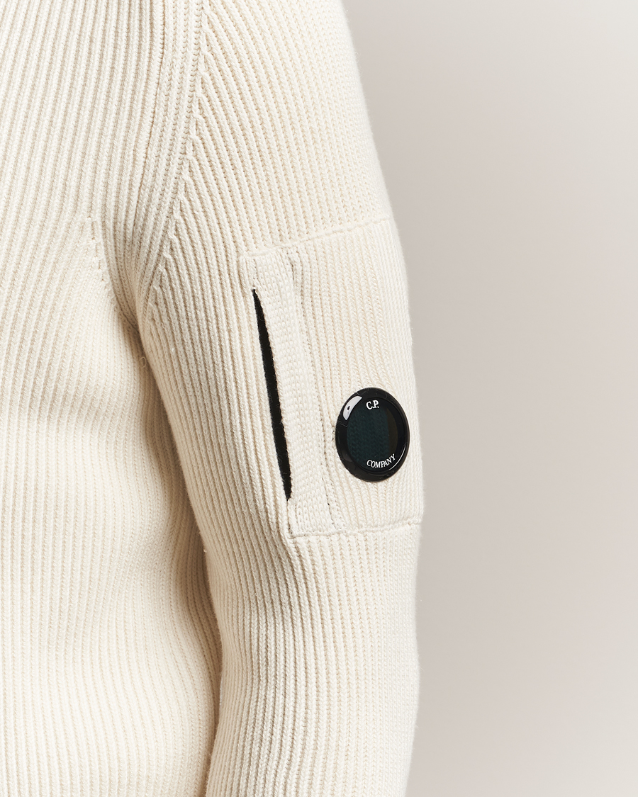 Heren | Truien | C.P. Company | Full Rib Knitted Cotton Crew Neck White