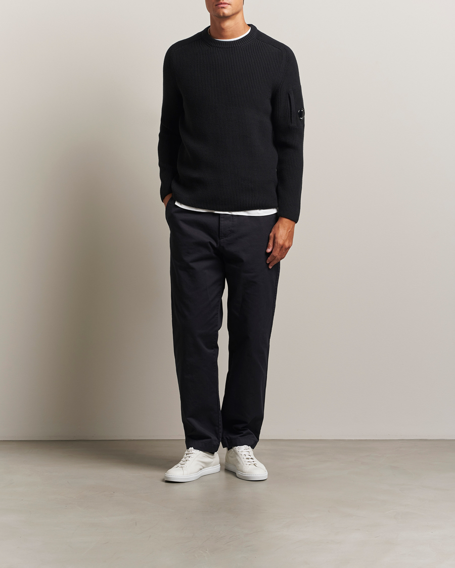 Homme | Pulls Et Tricots | C.P. Company | Full Rib Knitted Cotton Crew Neck Black