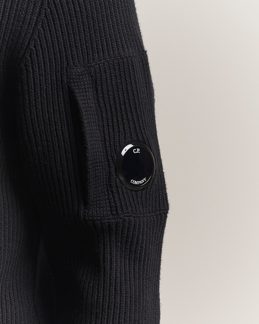 Homme | Pulls Et Tricots | C.P. Company | Full Rib Knitted Cotton Crew Neck Black