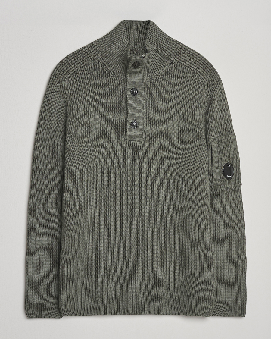 Heren | Truien | C.P. Company | Full Rib Knitted Cotton Half Button Grey