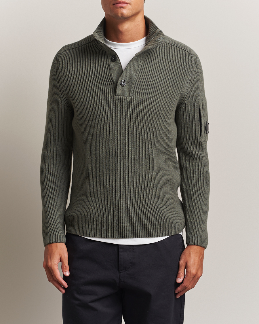 Heren | Truien | C.P. Company | Full Rib Knitted Cotton Half Button Grey
