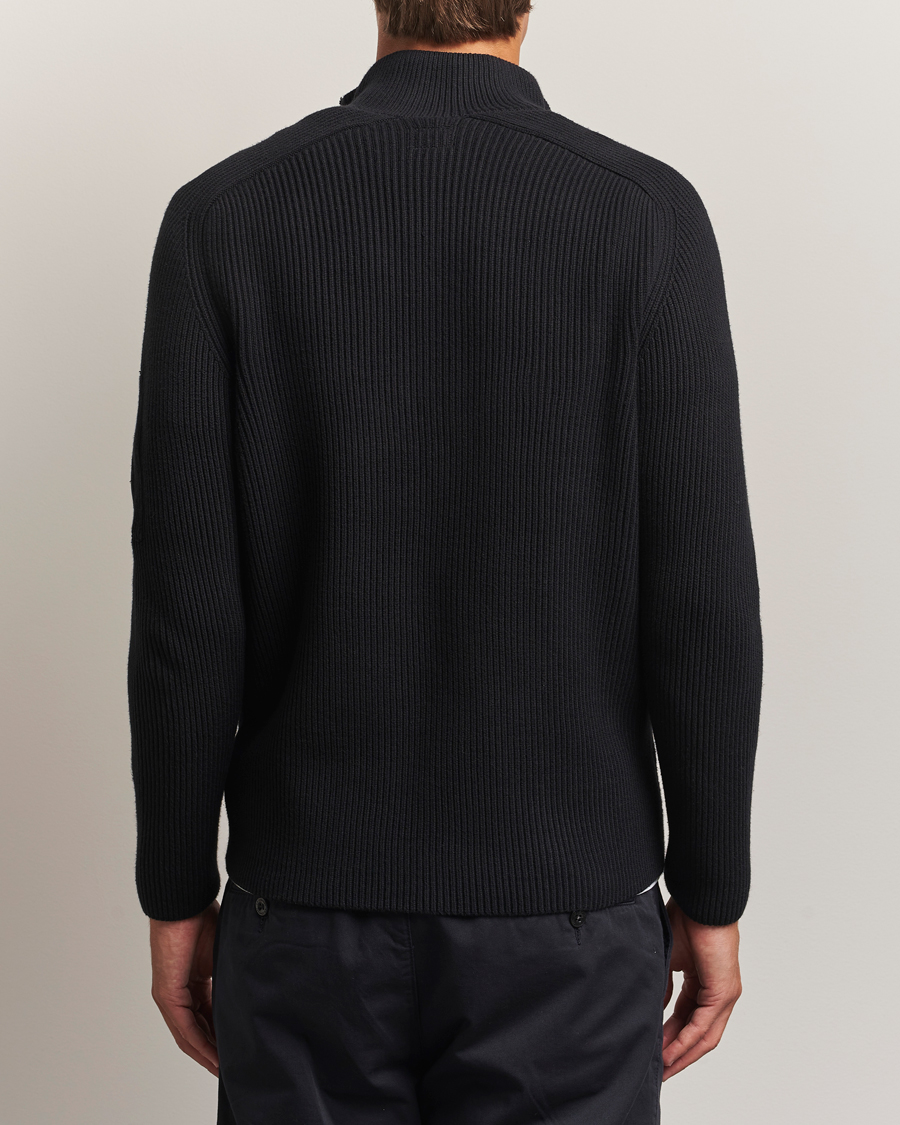 Heren | Truien | C.P. Company | Full Rib Knitted Cotton Half Button Black