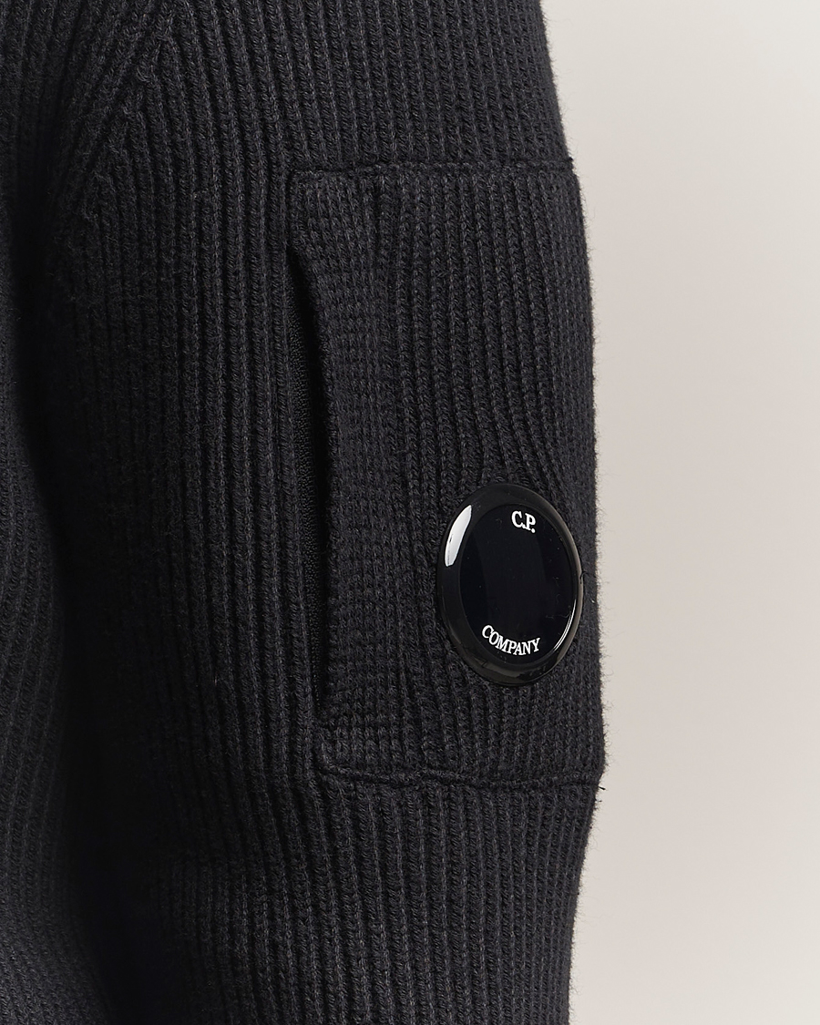 Heren | Truien | C.P. Company | Full Rib Knitted Cotton Half Button Black