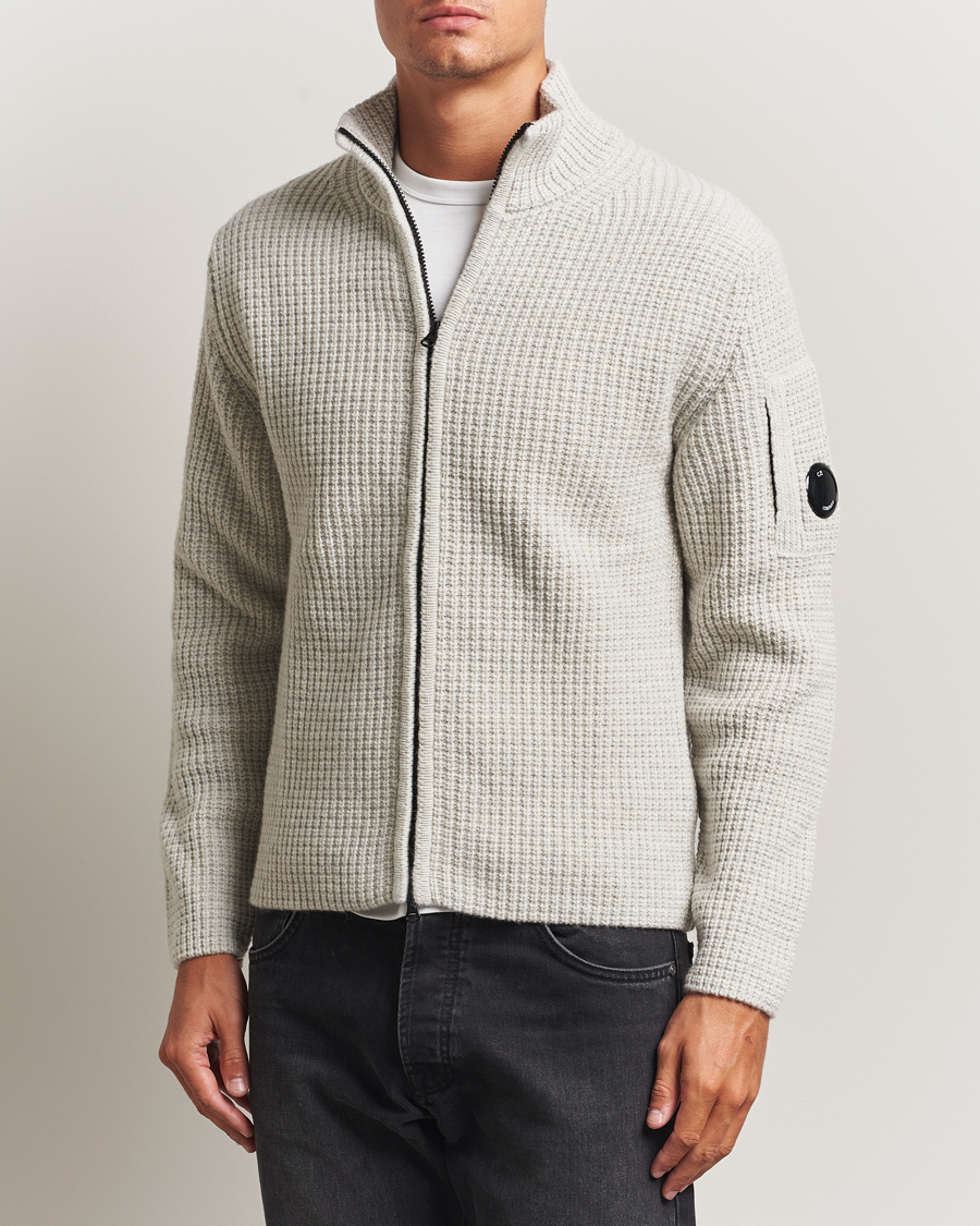 Heren | Truien | C.P. Company | Structure Lambswool Full Zip Grey