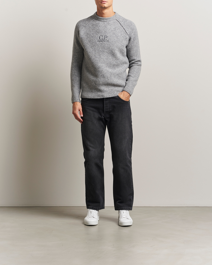 Homme | Pulls Et Tricots | C.P. Company | Extra Fine Merino Logo Crew Neck Grey