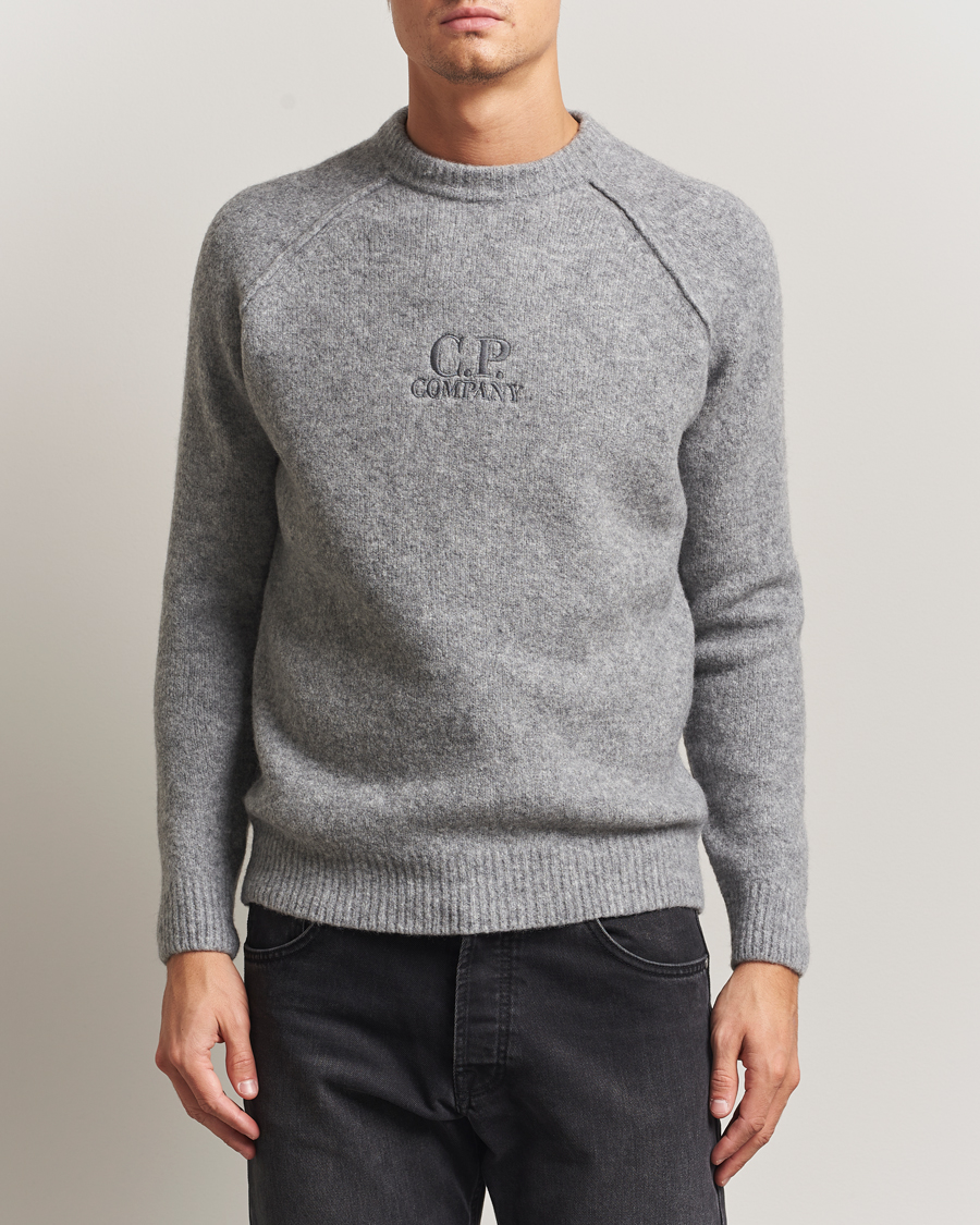 Homme | Pulls Et Tricots | C.P. Company | Extra Fine Merino Logo Crew Neck Grey
