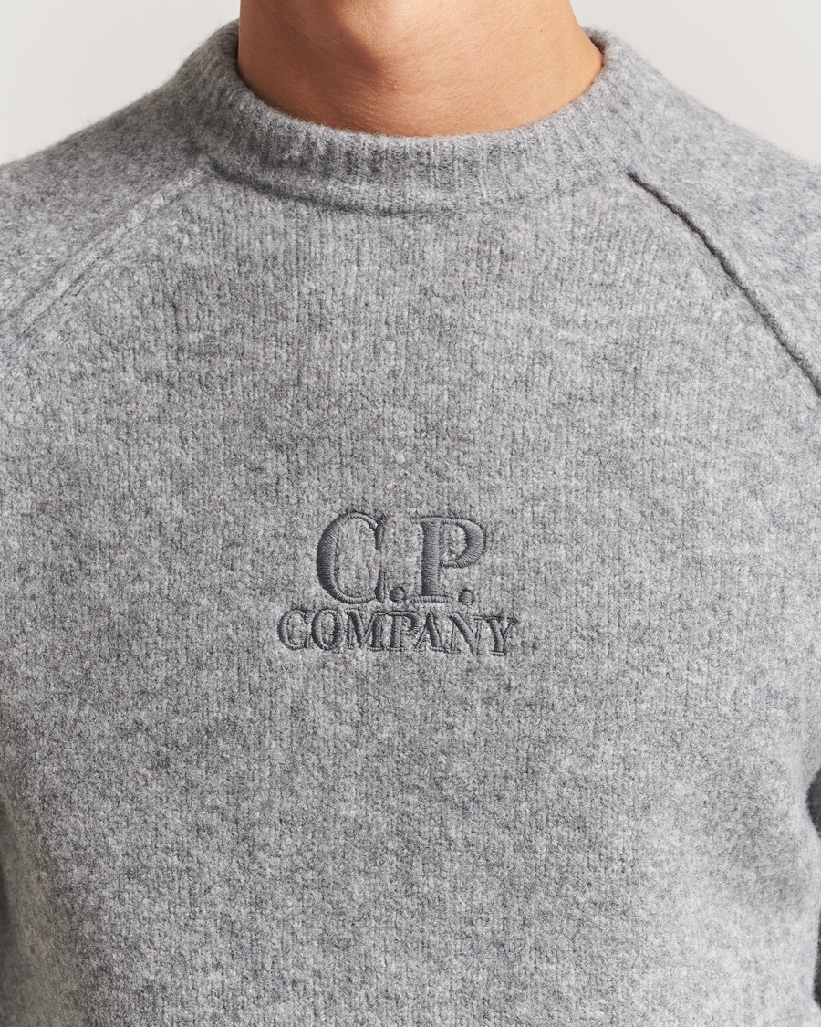 Homme | Pulls Et Tricots | C.P. Company | Extra Fine Merino Logo Crew Neck Grey