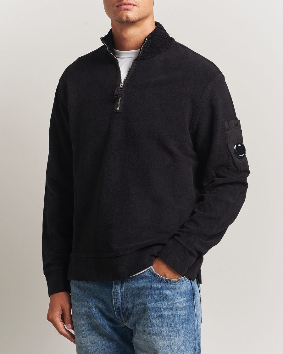 Homme | Pulls Et Tricots | C.P. Company | Brushed Emerized Diagonal Fleece Half Zip Black
