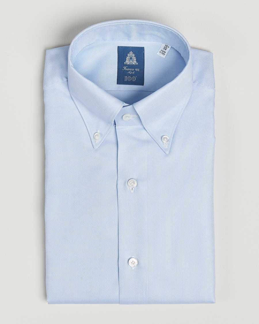 Heren | Overhemden | Finamore Napoli | Milano Slim Oxford Button Down Shirt Light Blue