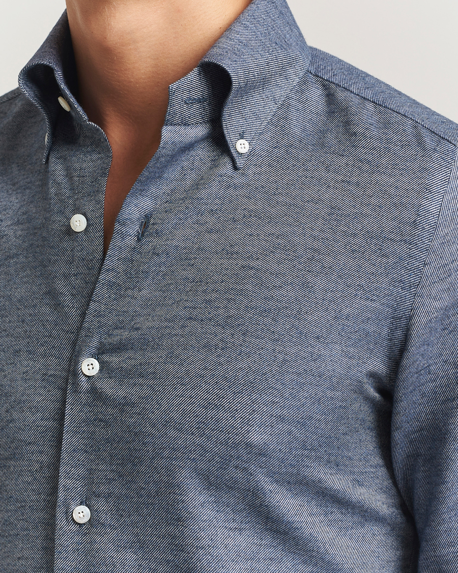 Homme | Chemises | Finamore Napoli | Milano Slim Cashmere BD Shirt Dark Blue