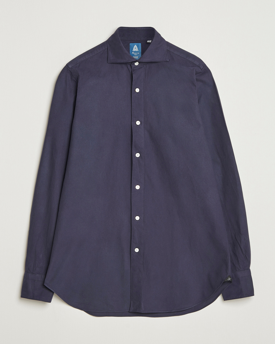 Heren | Overhemden | Finamore Napoli | Gaeta Flannel Sport Shirt Navy