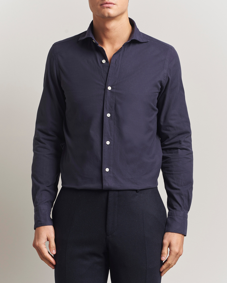 Homme | Chemises | Finamore Napoli | Gaeta Flannel Sport Shirt Navy
