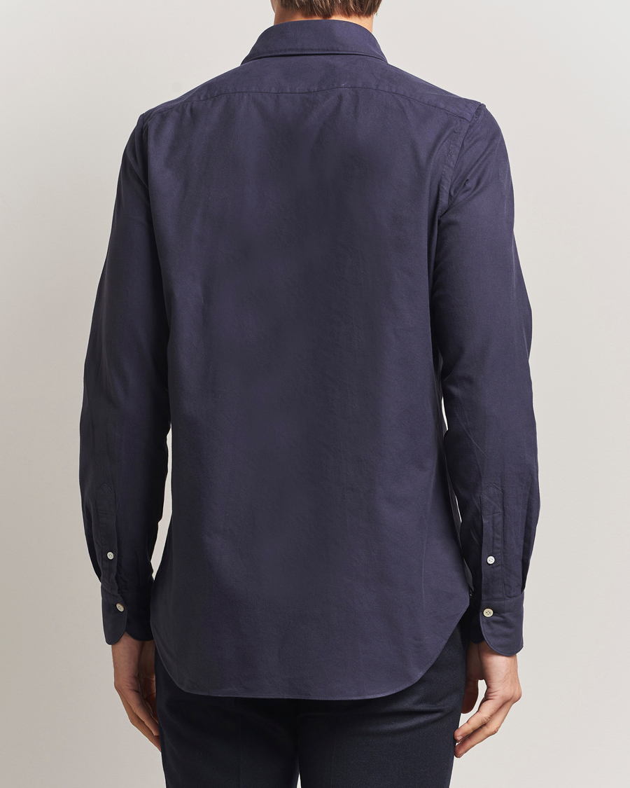Heren | Overhemden | Finamore Napoli | Gaeta Flannel Sport Shirt Navy