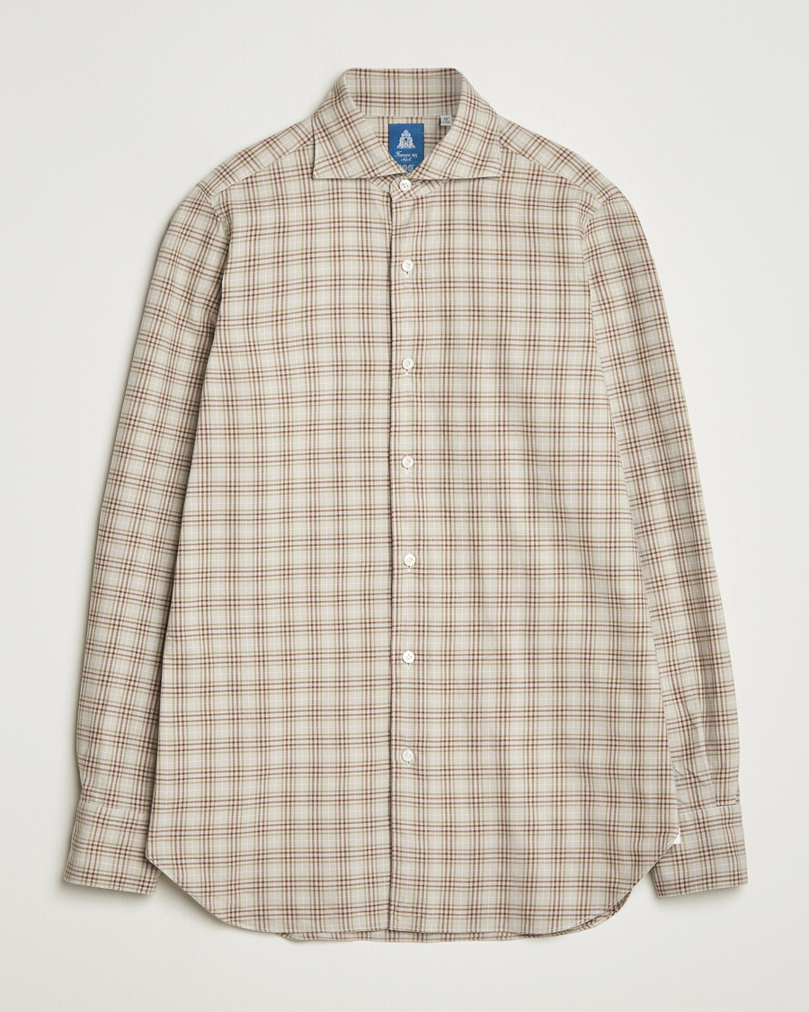Homme | Chemises | Finamore Napoli | Gaeta Flannel Sport Shirt Beige Check