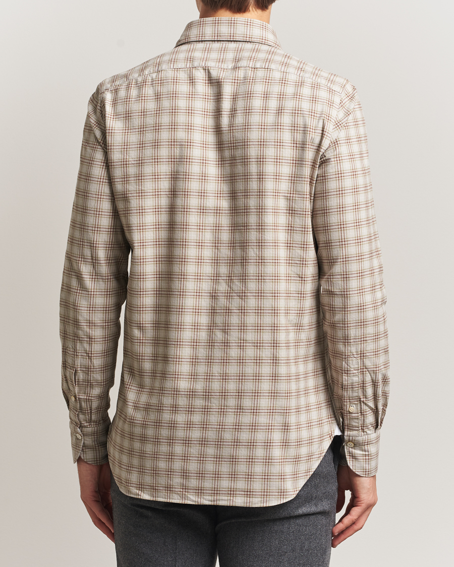 Homme | Chemises | Finamore Napoli | Gaeta Flannel Sport Shirt Beige Check