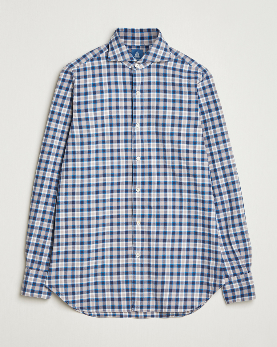 Homme | Chemises | Finamore Napoli | Gaeta Flannel Sport Shirt Navy Check