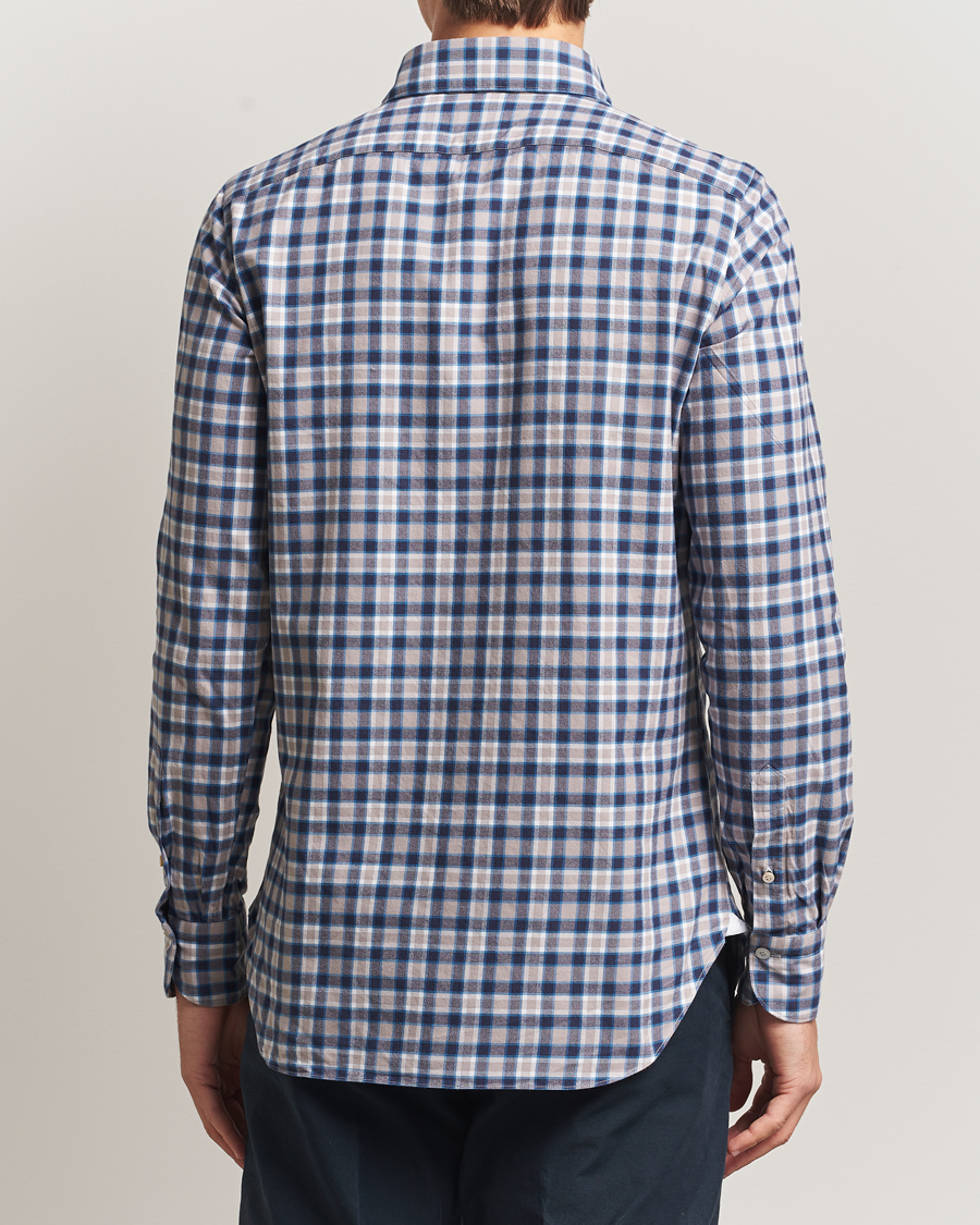 Homme | Chemises | Finamore Napoli | Gaeta Flannel Sport Shirt Navy Check