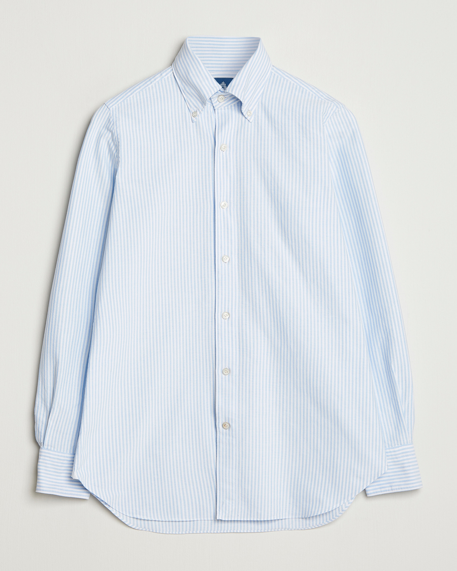 Homme | Chemises | Finamore Napoli | Gaeta Oxford Button Down Shirt Light Blue Stripe