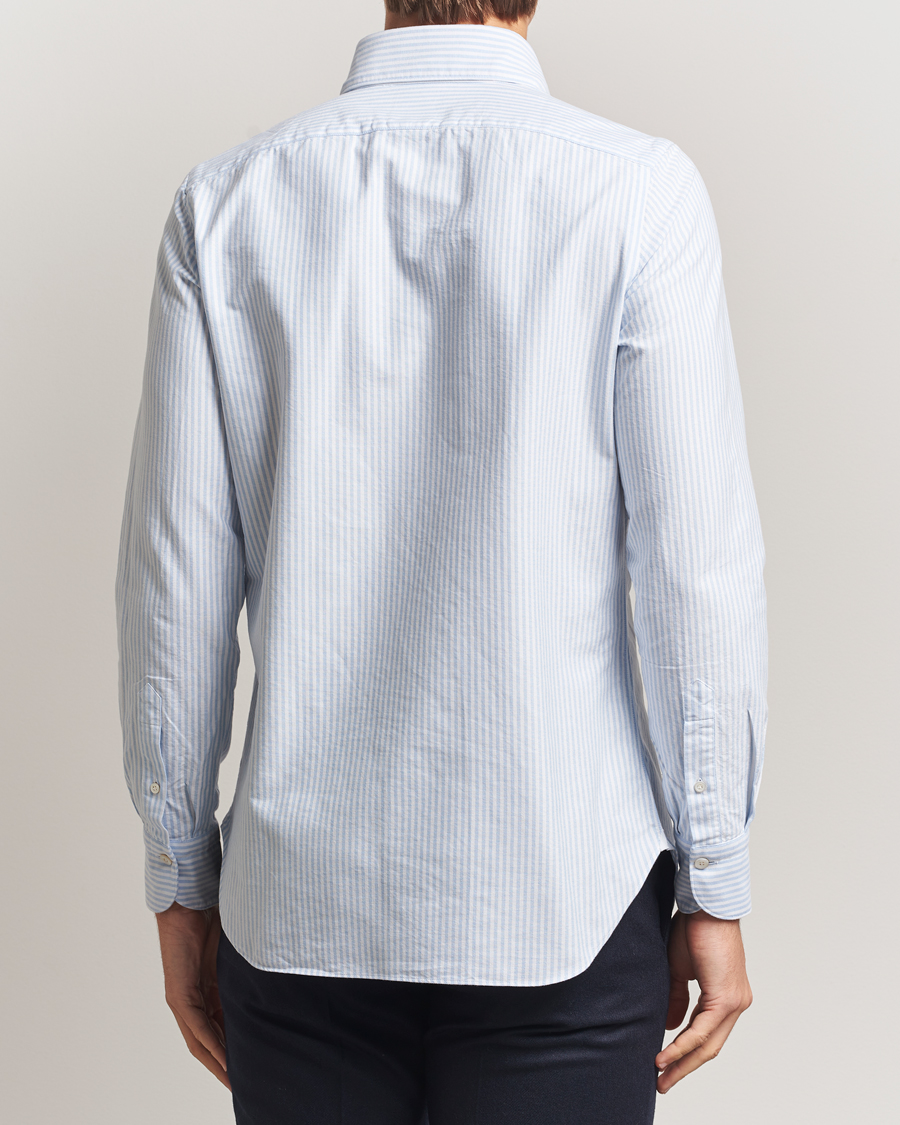 Homme | Chemises | Finamore Napoli | Gaeta Oxford Button Down Shirt Light Blue Stripe