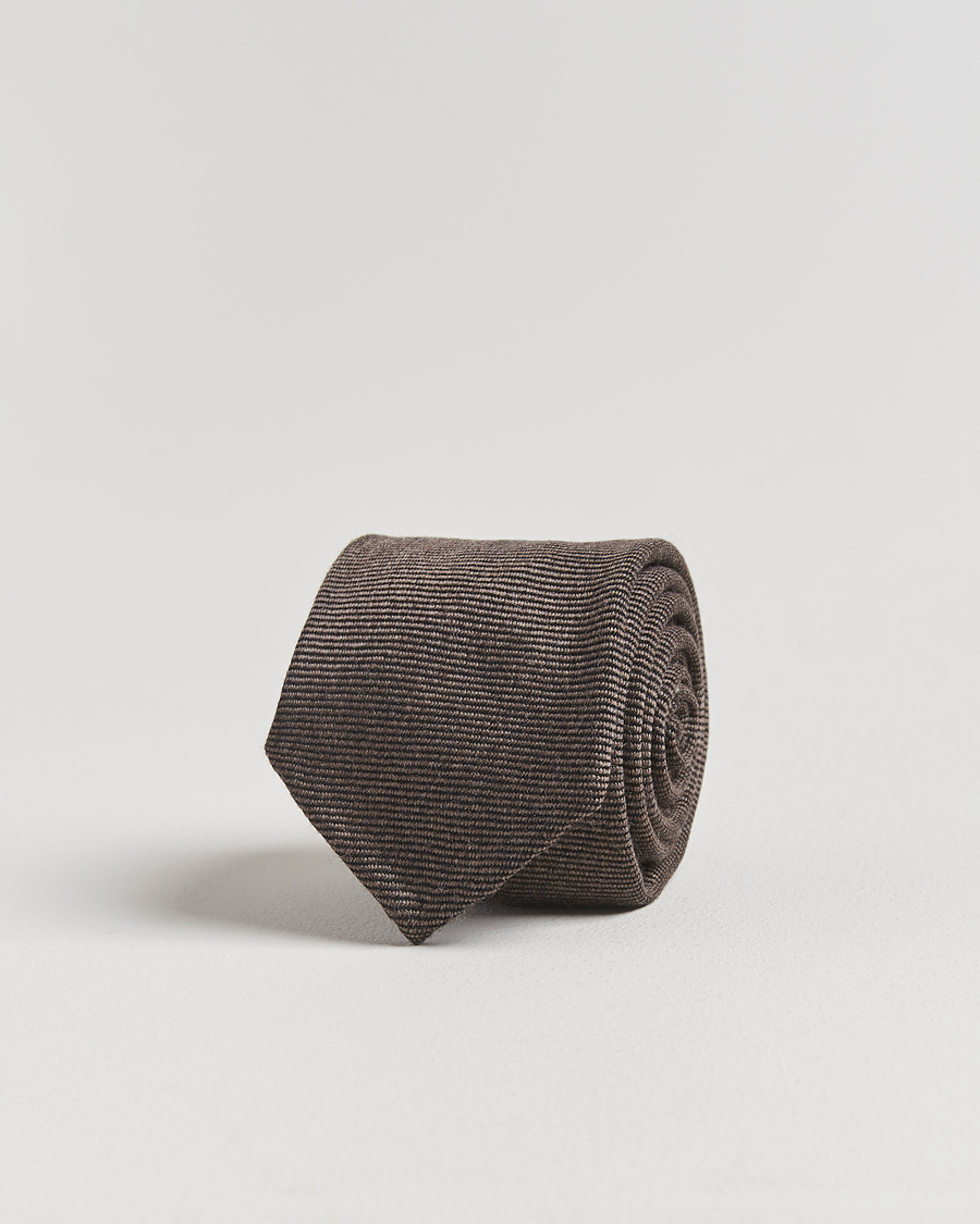 Heren | Stropdassen | Finamore Napoli | Wool Twill Tie Brown