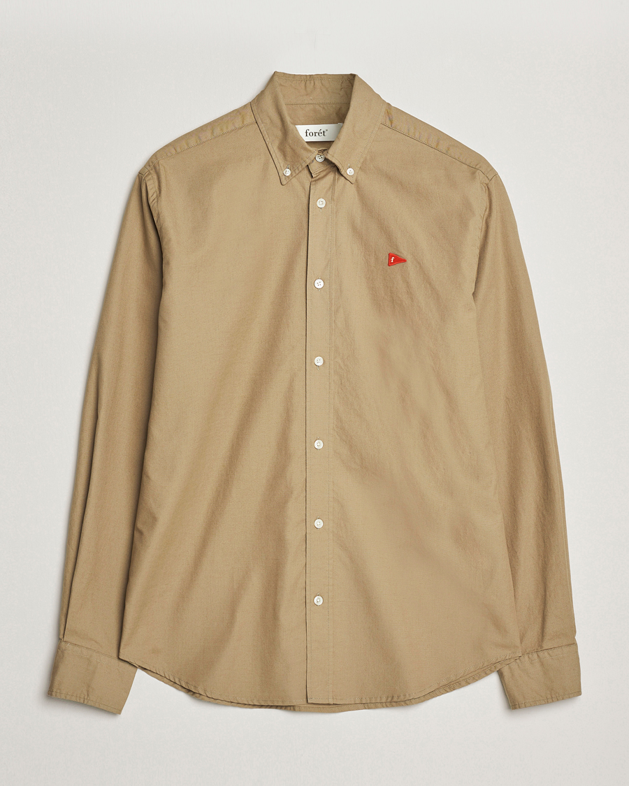 Heren | Overhemden | Forét | Flag Regular Fit Oxford Shirt Khaki