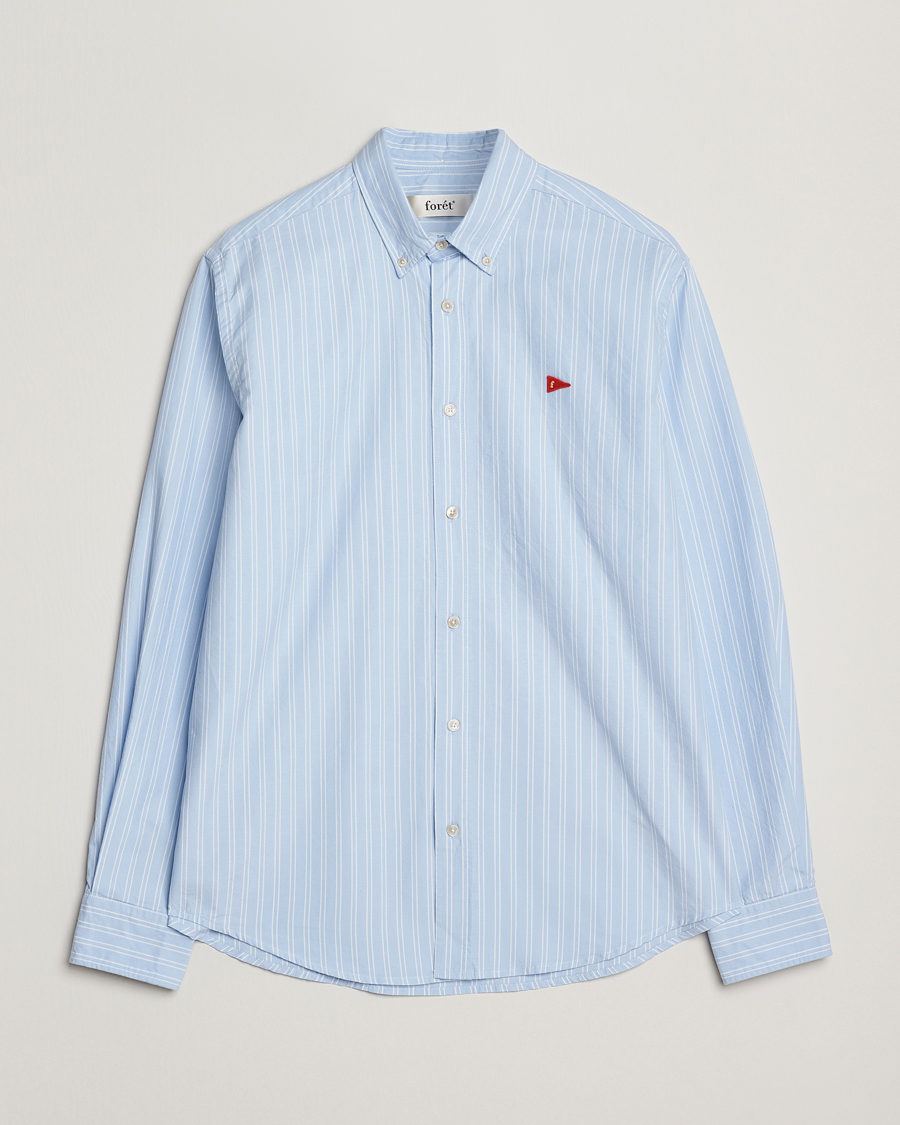 Heren | Overhemden | Forét | Flag Regular Fit Oxford Shirt Light Blue Stripe