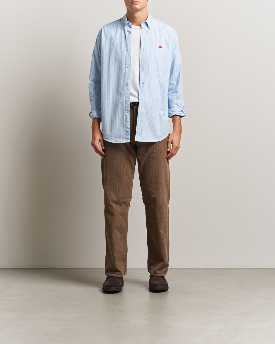 Heren | Overhemden | Forét | Flag Regular Fit Oxford Shirt Light Blue Stripe