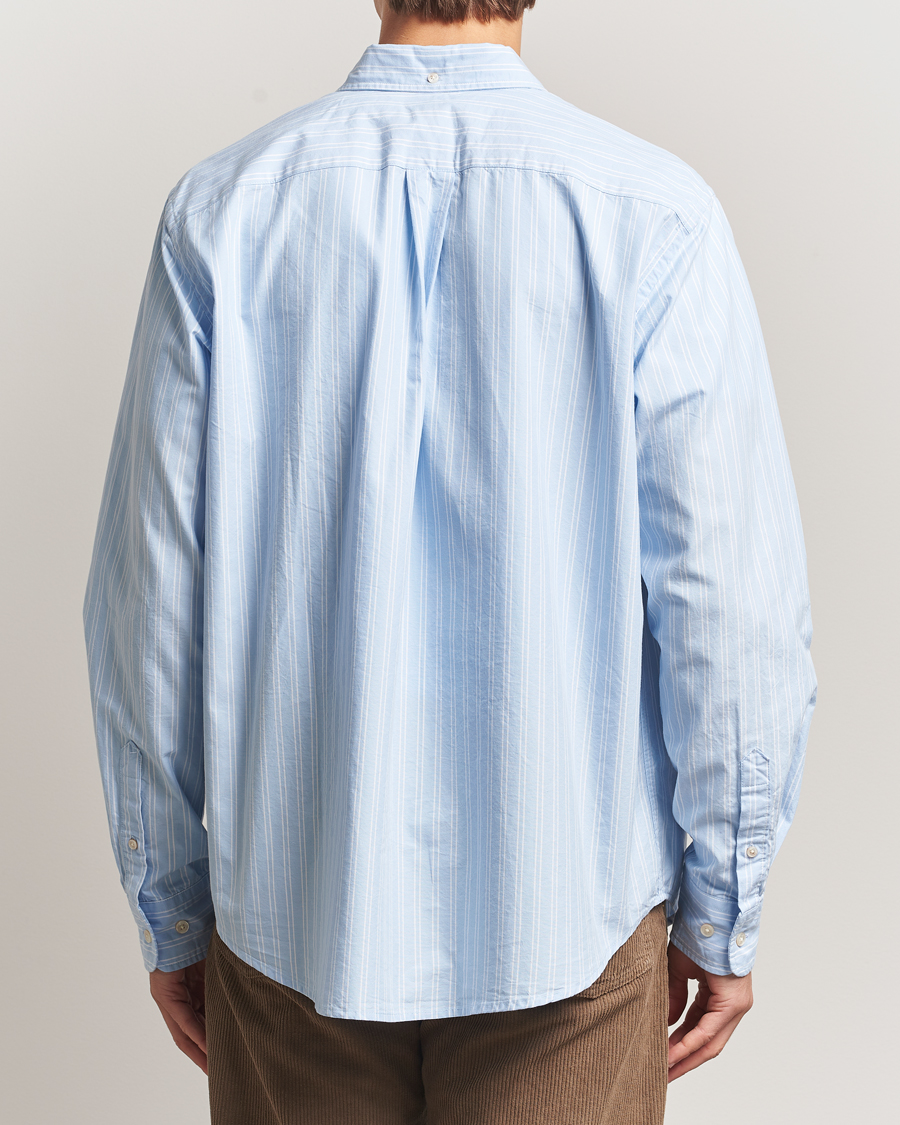 Heren | Overhemden | Forét | Flag Regular Fit Oxford Shirt Light Blue Stripe