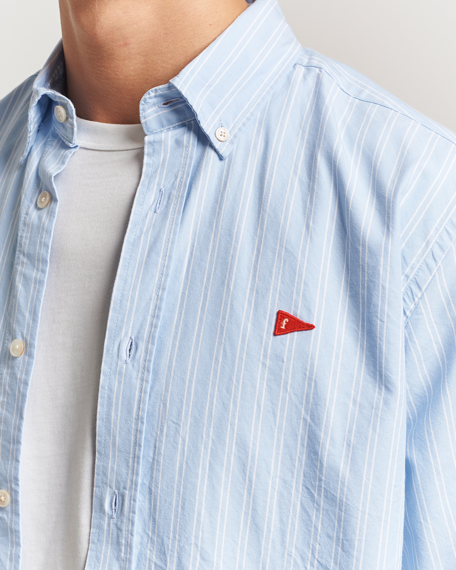 Heren | Overhemden | Forét | Flag Regular Fit Oxford Shirt Light Blue Stripe