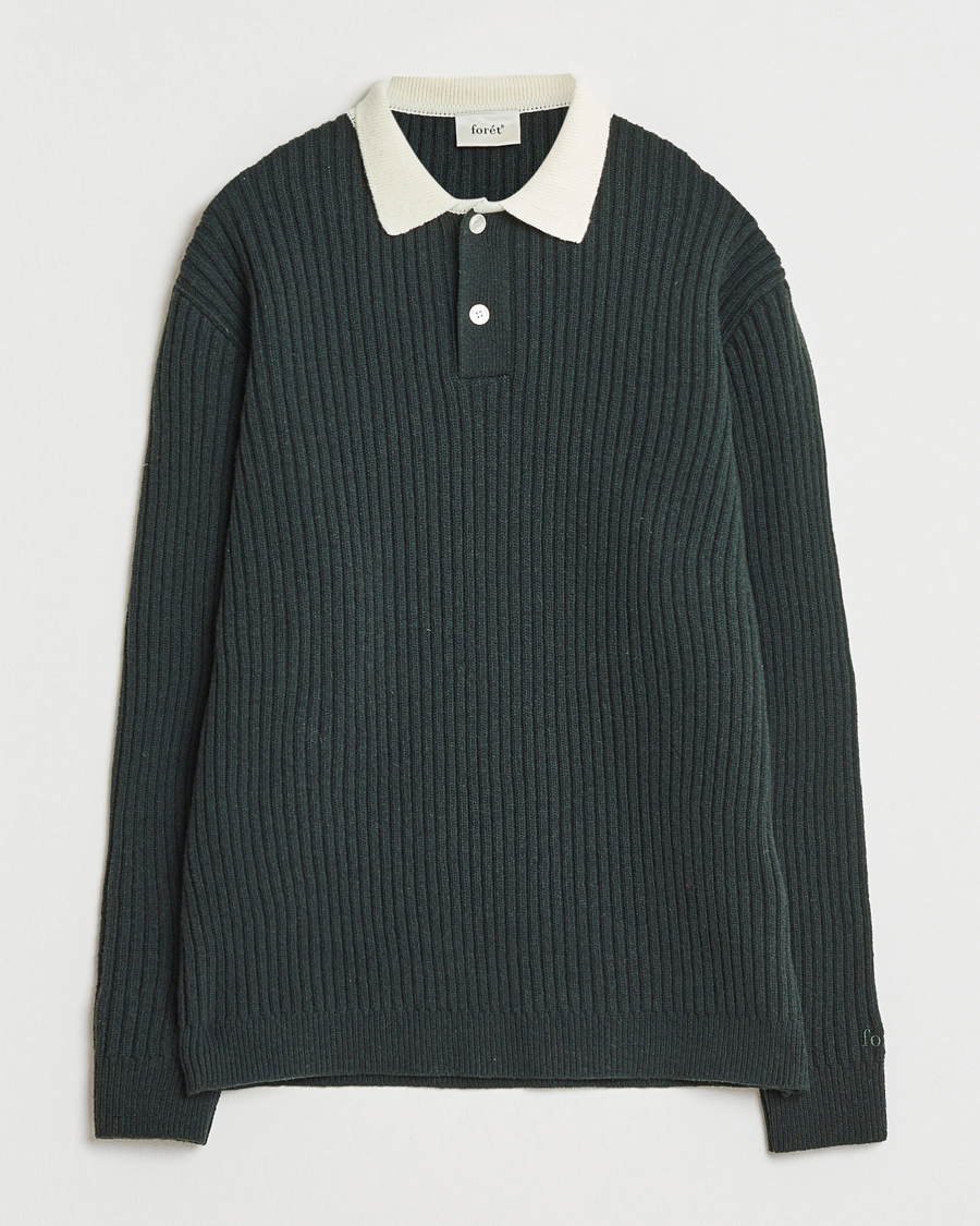 Homme | Pulls Et Tricots | Forét | Sow Rib Polo Knit Dark Green
