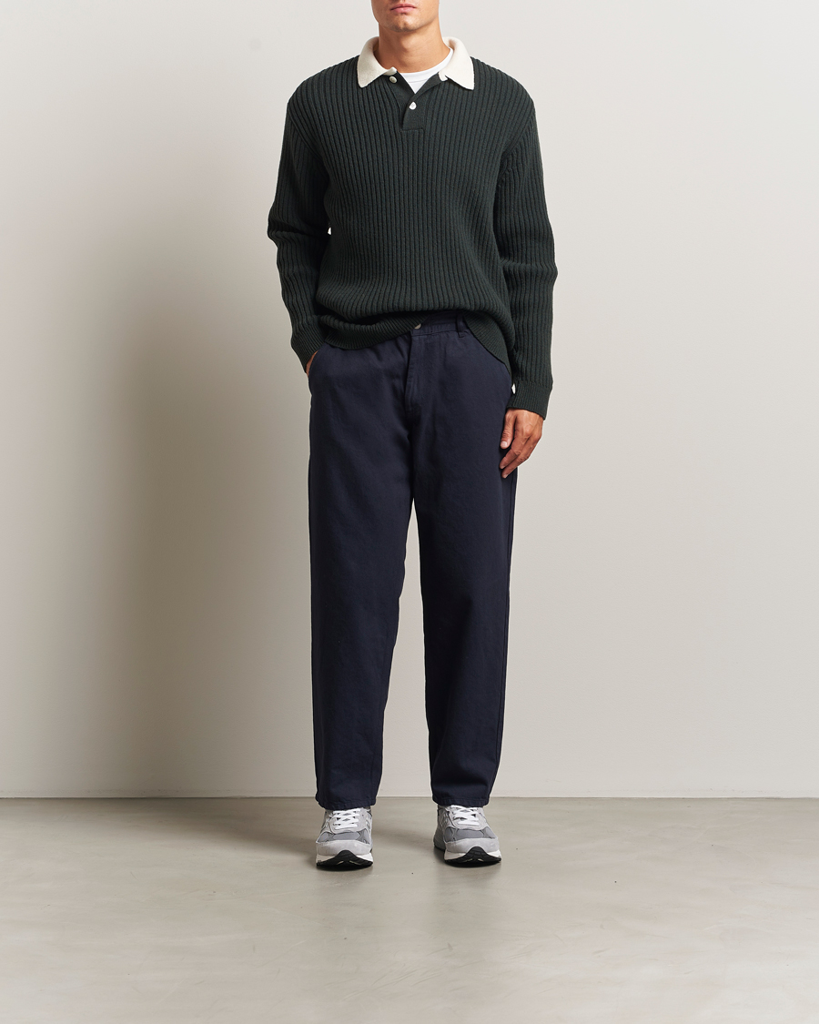 Homme | Pulls Et Tricots | Forét | Sow Rib Polo Knit Dark Green