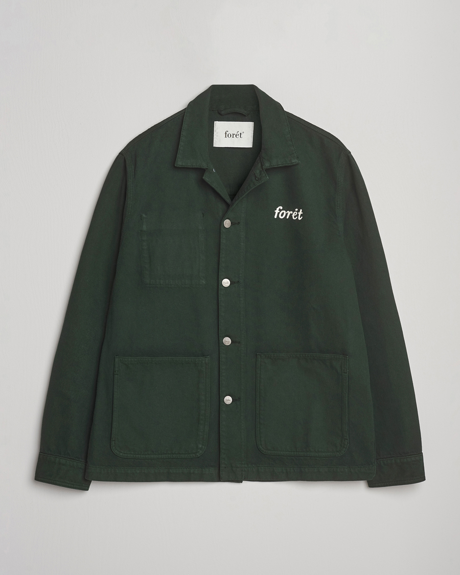 Heren | Overhemden | Forét | Wood Twill Overshirt Dark Green