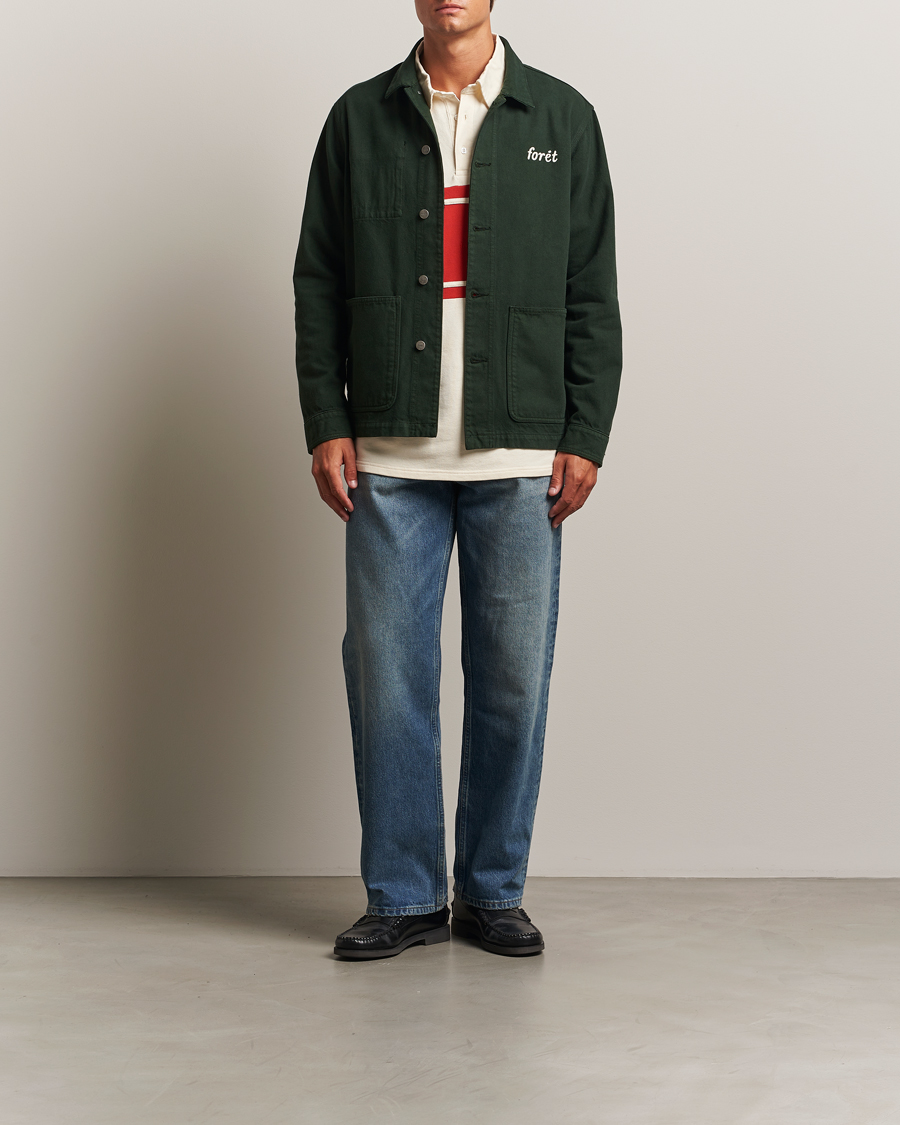 Heren | Overhemden | Forét | Wood Twill Overshirt Dark Green