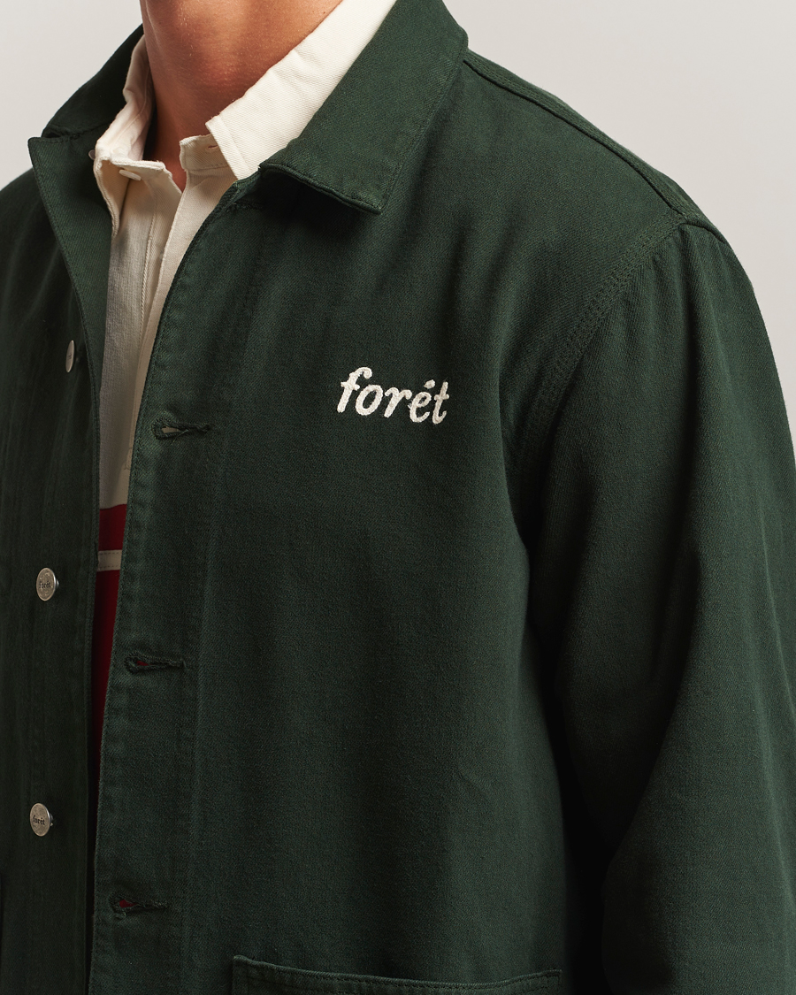 Heren | Overhemden | Forét | Wood Twill Overshirt Dark Green