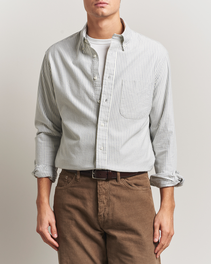 Homme | Chemises | Gitman Vintage | Brushed Oxford Button Down Shirt Blue Stripe