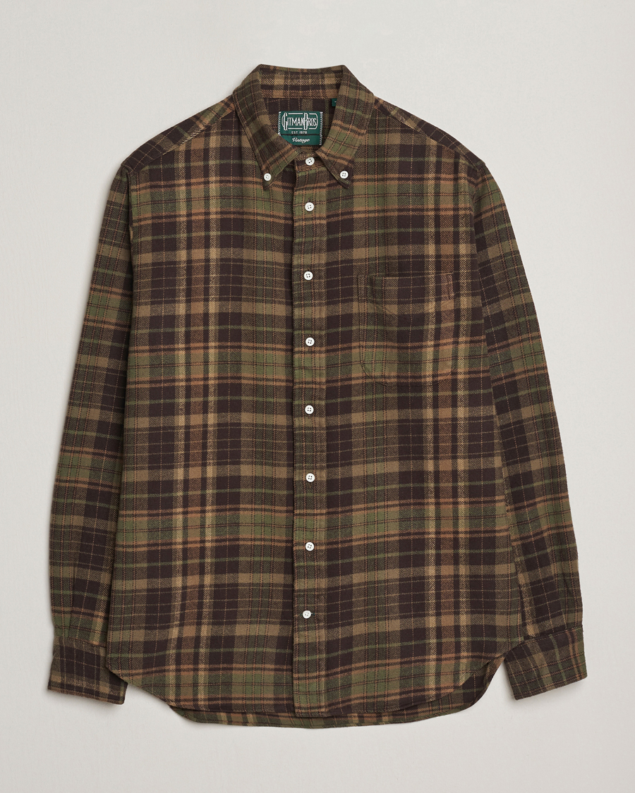 Homme | Chemises | Gitman Vintage | Brushed Winter Madras Button Down Shirt Brown/Olive