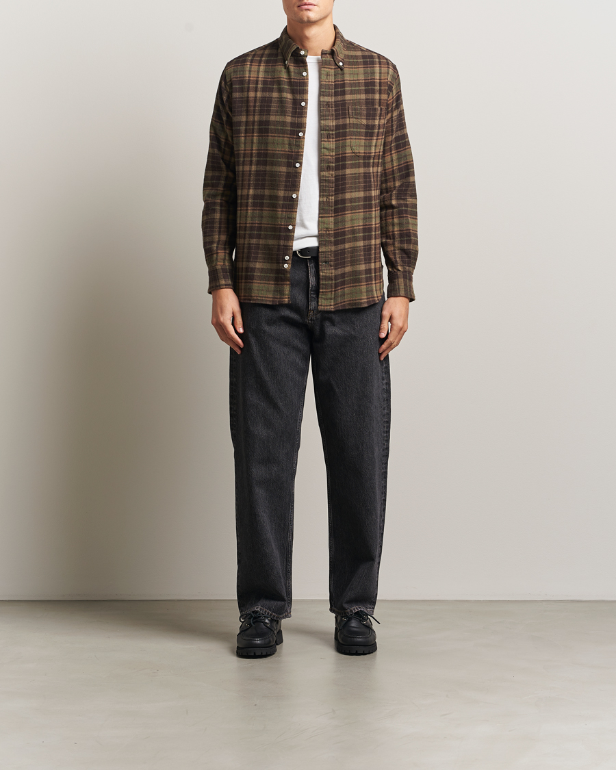 Homme | Chemises | Gitman Vintage | Brushed Winter Madras Button Down Shirt Brown/Olive