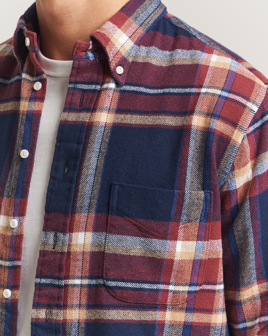 Heren | Overhemden | Gitman Vintage | Brushed Winter Madras Button Down Shirt Rose/Navy