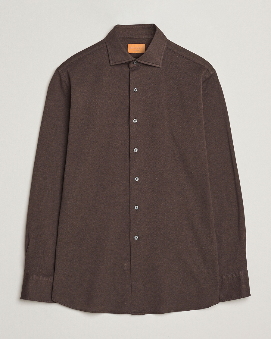 Heren | Overhemden | Grigio | Cotton Jersey Shirt Dark Brown