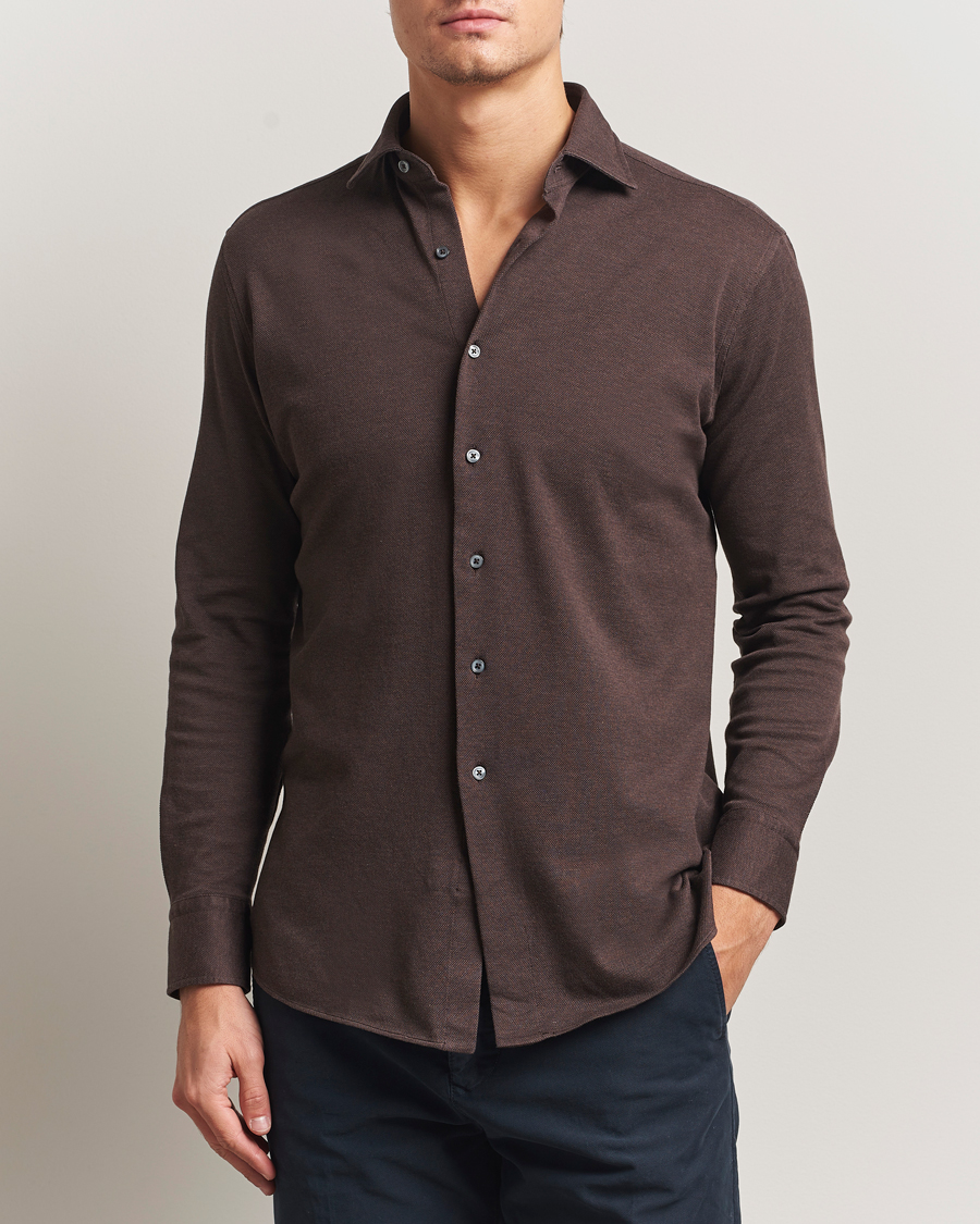 Heren | Overhemden | Grigio | Cotton Jersey Shirt Dark Brown
