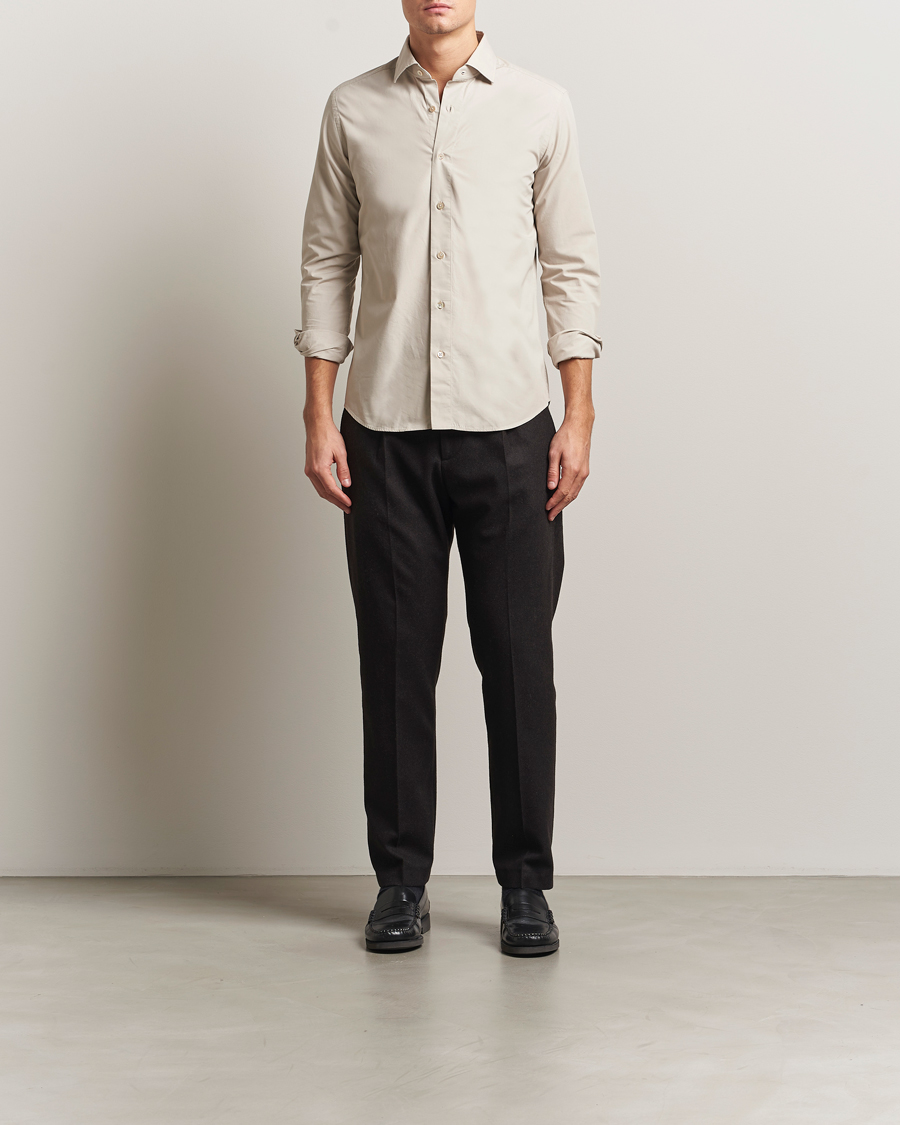Heren | Overhemden | Grigio | Cotton Twill Shirt Beige