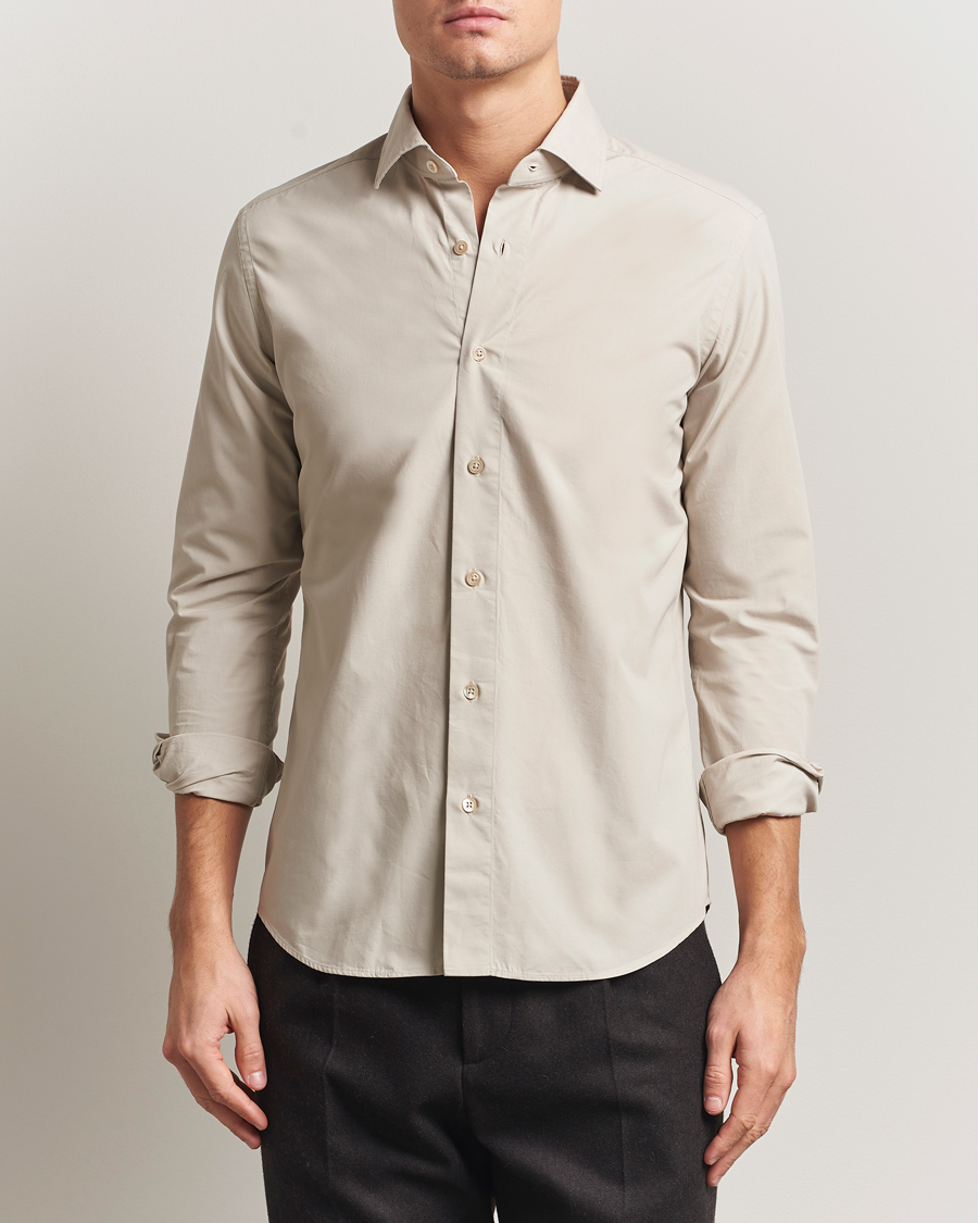 Heren | Overhemden | Grigio | Cotton Twill Shirt Beige