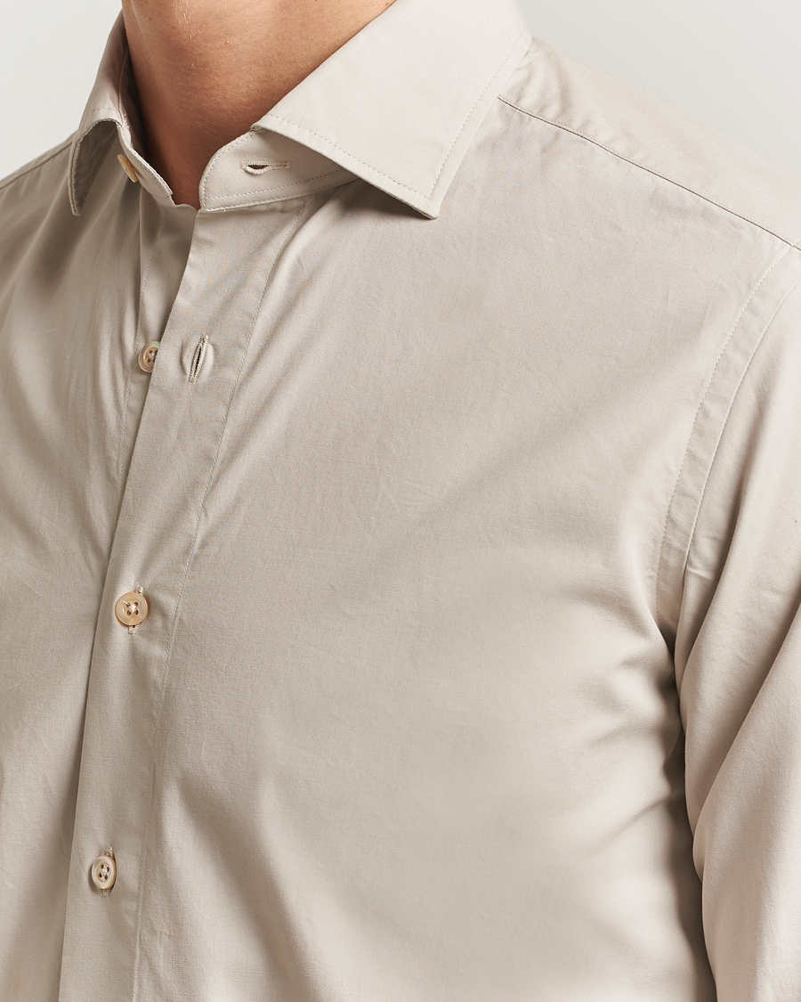 Heren | Overhemden | Grigio | Cotton Twill Shirt Beige