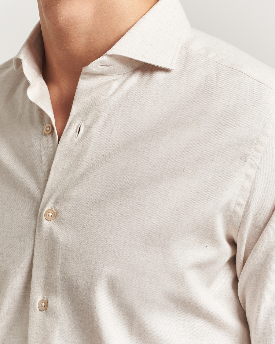 Homme | Chemises | Grigio | Washed Flannel Shirt Light Beige