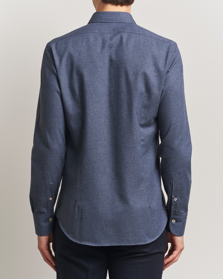 Homme | Chemises | Grigio | Washed Flannel Shirt Dark Blue