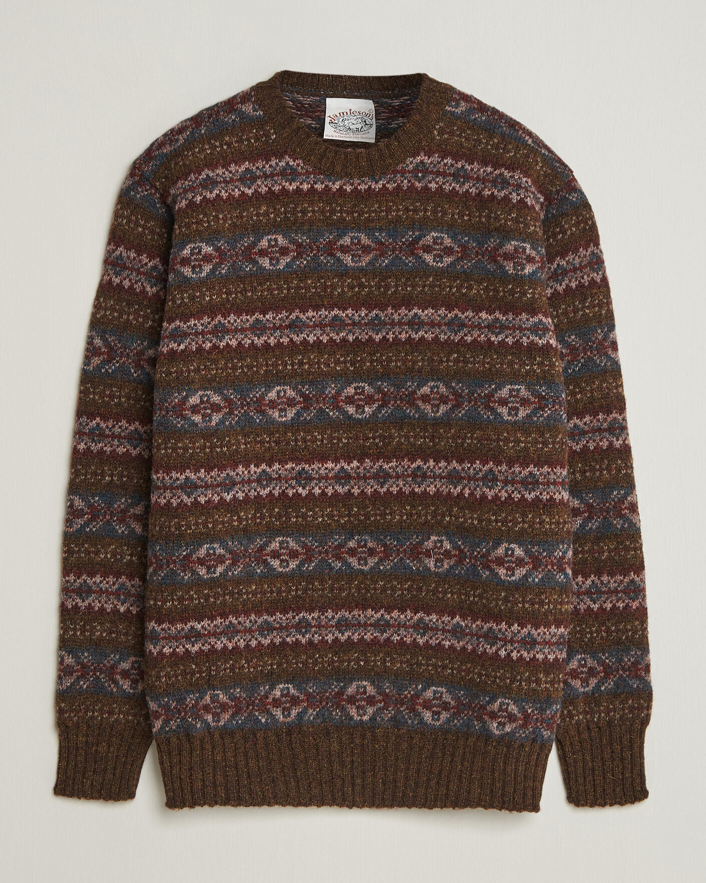 Homme | Pulls Et Tricots | Jamieson's of Shetland | Jamiesons Of Shetland All Over Fair Isle Pullover Crew Neck Moss Green