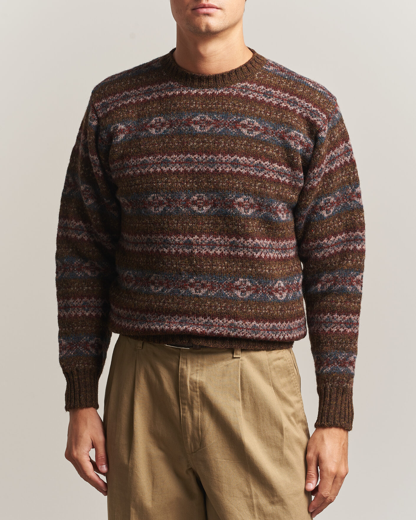 Homme | Pulls Et Tricots | Jamieson's of Shetland | Jamiesons Of Shetland All Over Fair Isle Pullover Crew Neck Moss Green